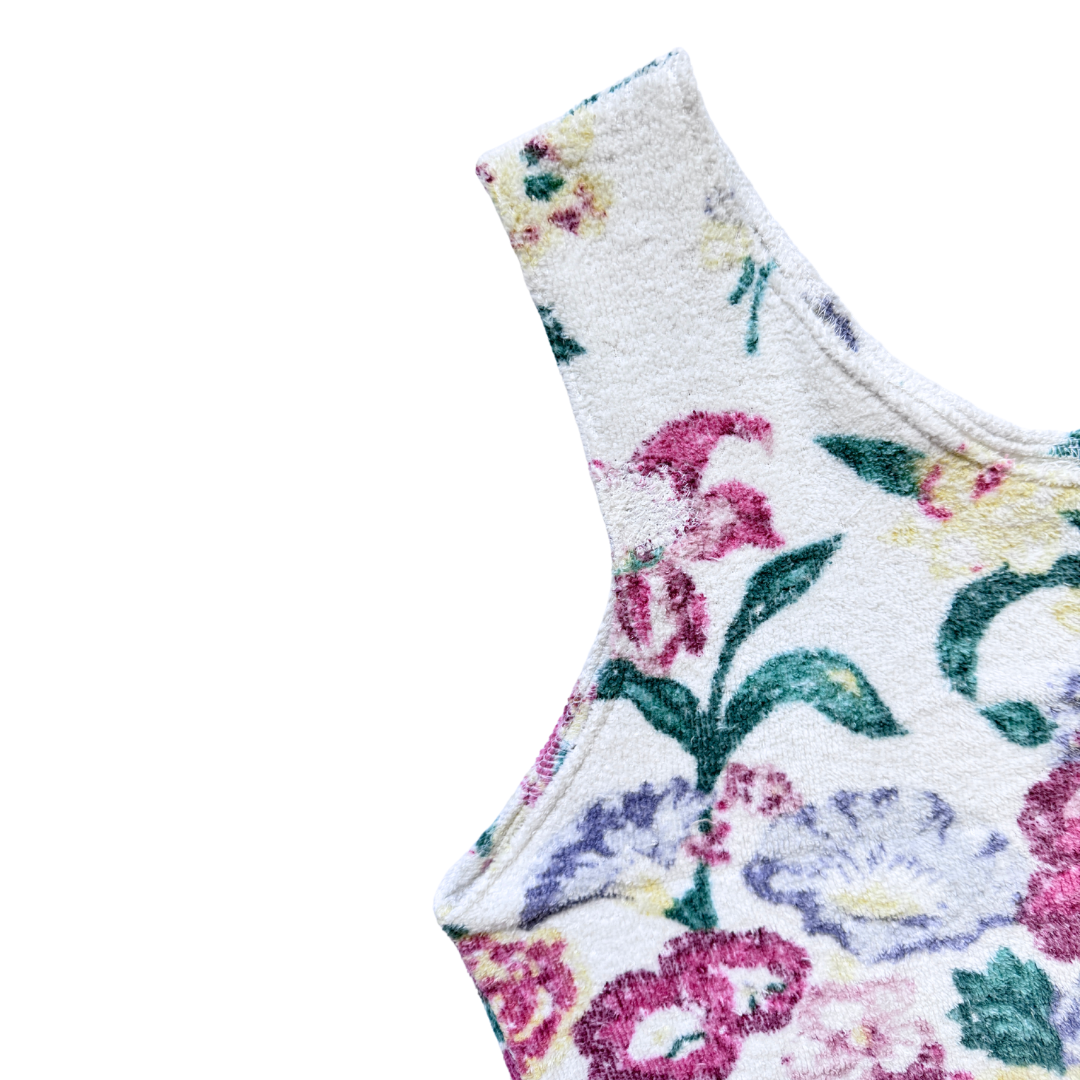 Recycled Vintage Multicoloured Floral Towel Vest | Medium-Large