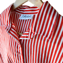 Load image into Gallery viewer, Red and White Striped Short Sleeve Blouse | Large / Extra-Large
