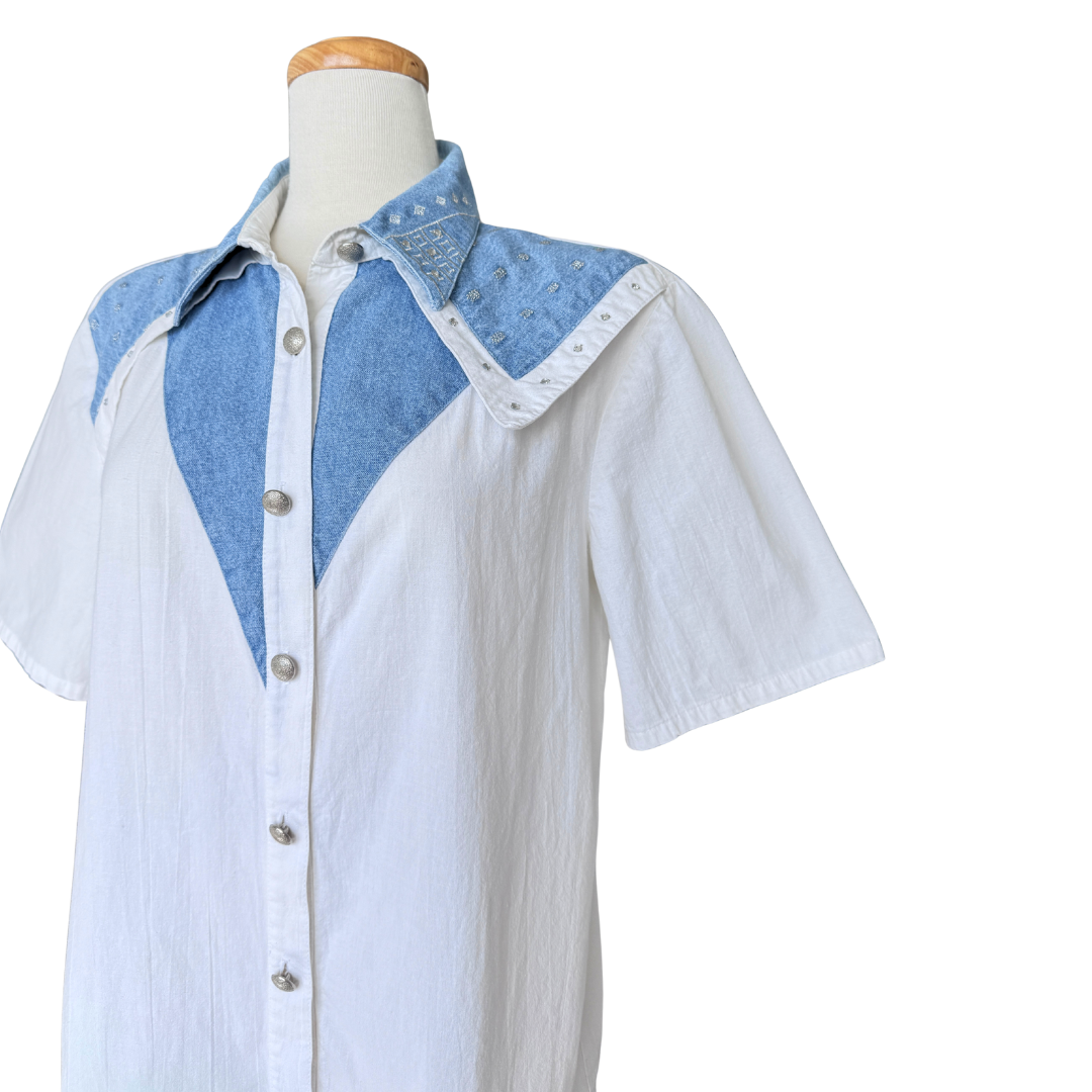 City Girl Sport Cotton and Denim Blouse | Large