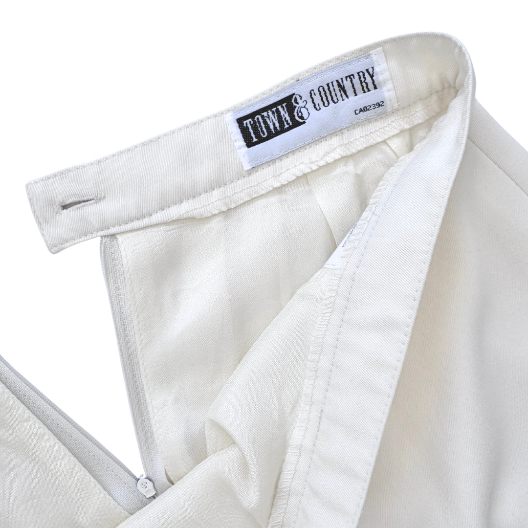 Town & Country Off White Pleated Midi Skirt | Medium