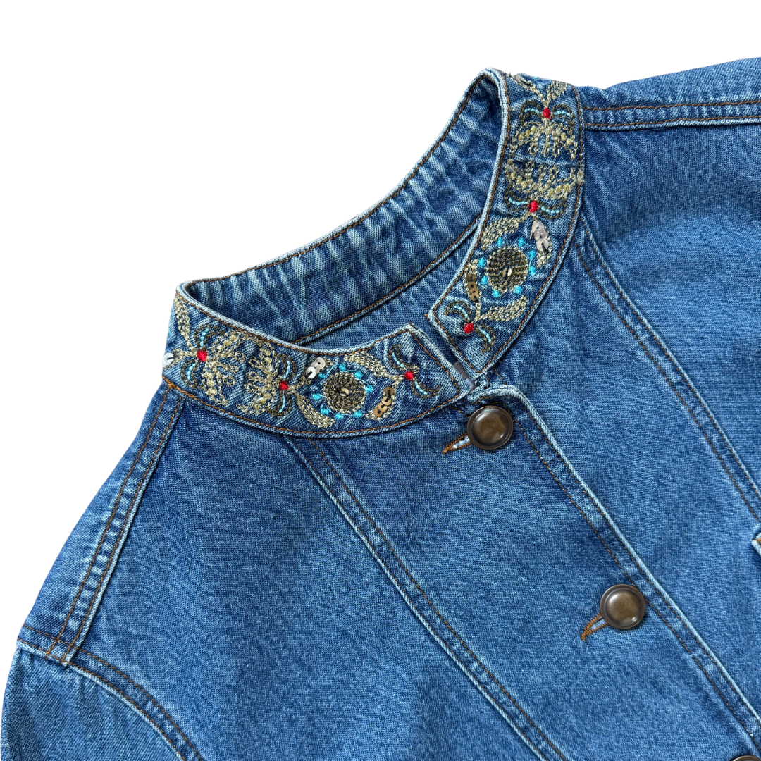 Tanjay Petites Embroidered Denim Jacket | Large / Extra-Large