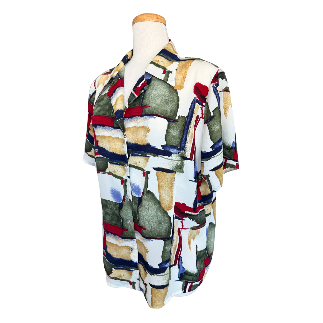 Multi-Colour Abstract Printed Blouse | Large / Extra-Large