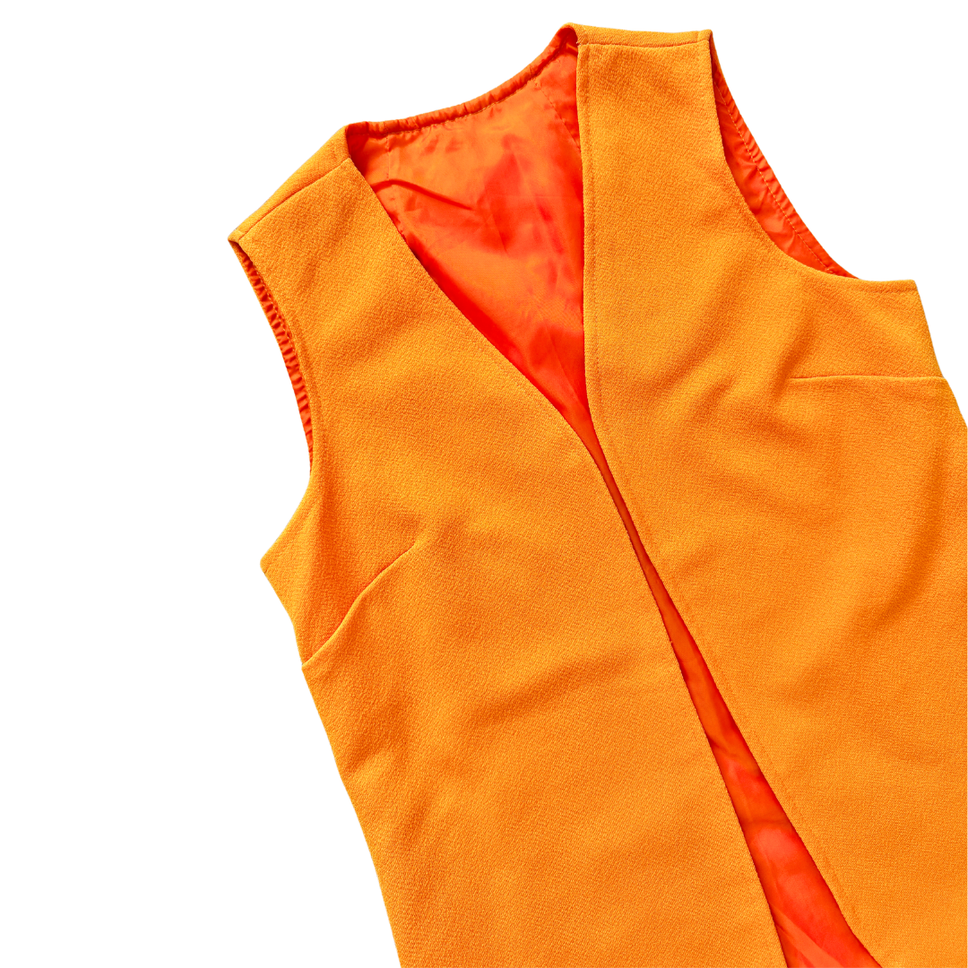 Neon Orange Fortrel Open Front Vest | Small