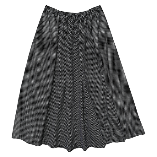 Vintage 80s Black Cotton Maxi Skirt with White Polka Dots | Medium