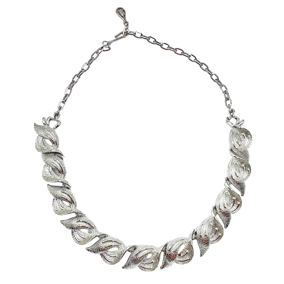 Vintage Coro Pegasus Chunky Silver Statement Chocker Necklace | 1940s-1950s
