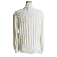 Load image into Gallery viewer, White Stripe Knit Cardigan | Medium-Large
