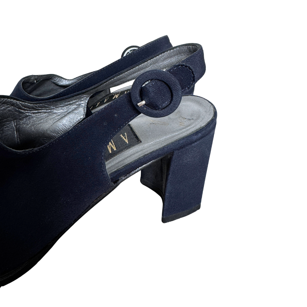 Amalfi Italy Navy Block Heel Mules | 7 1/2