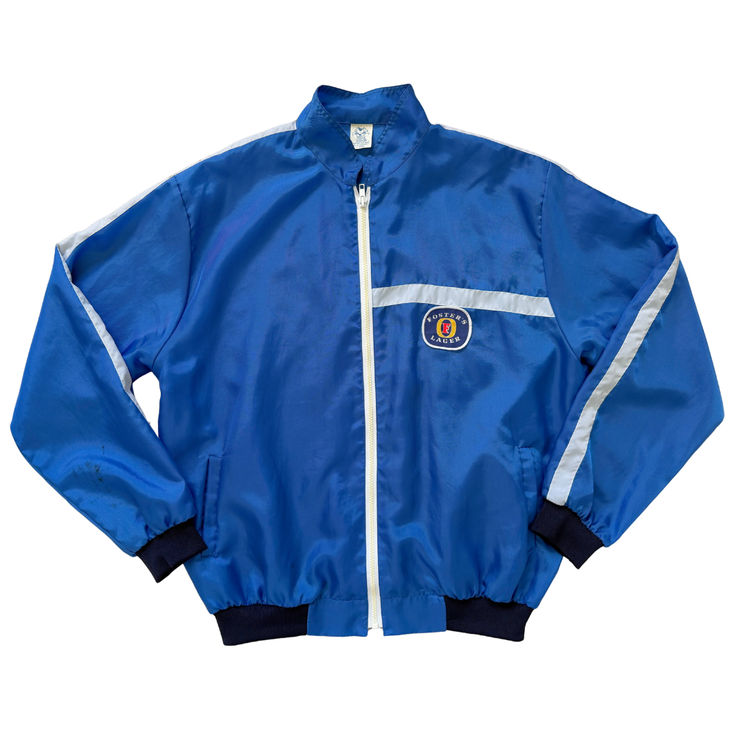 Vintage 70s-80s Men's Foster's Lager Blue Windbreaker | Large