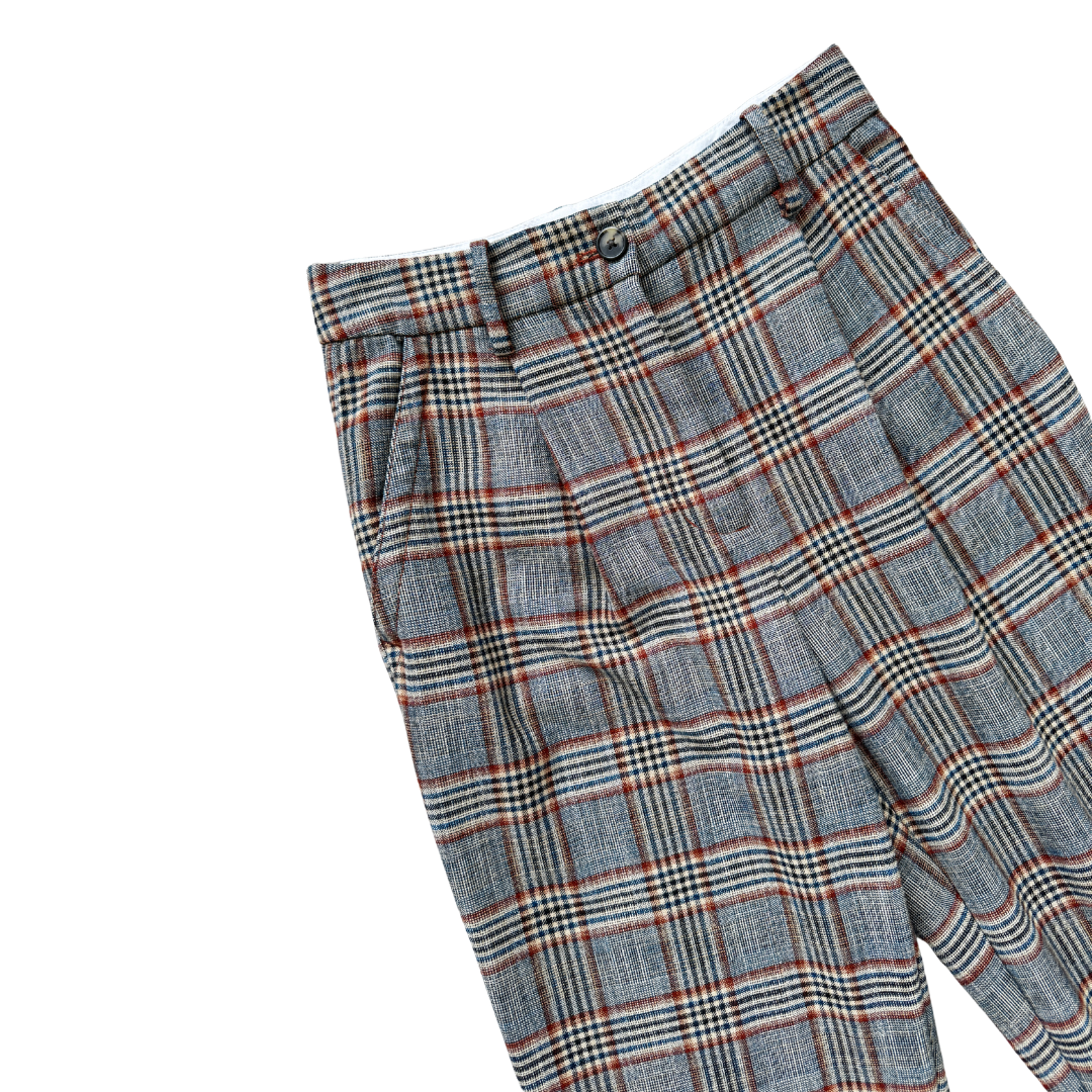 Wilfred Brown and Blue Plaid Pants | Extra-Small