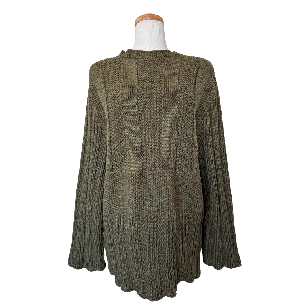 Coldwater Creek Olive Chunky Knit Sweater | Large