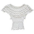 Hand Crocheted White Short Sleeve Blouse | Extra-Small / Small
