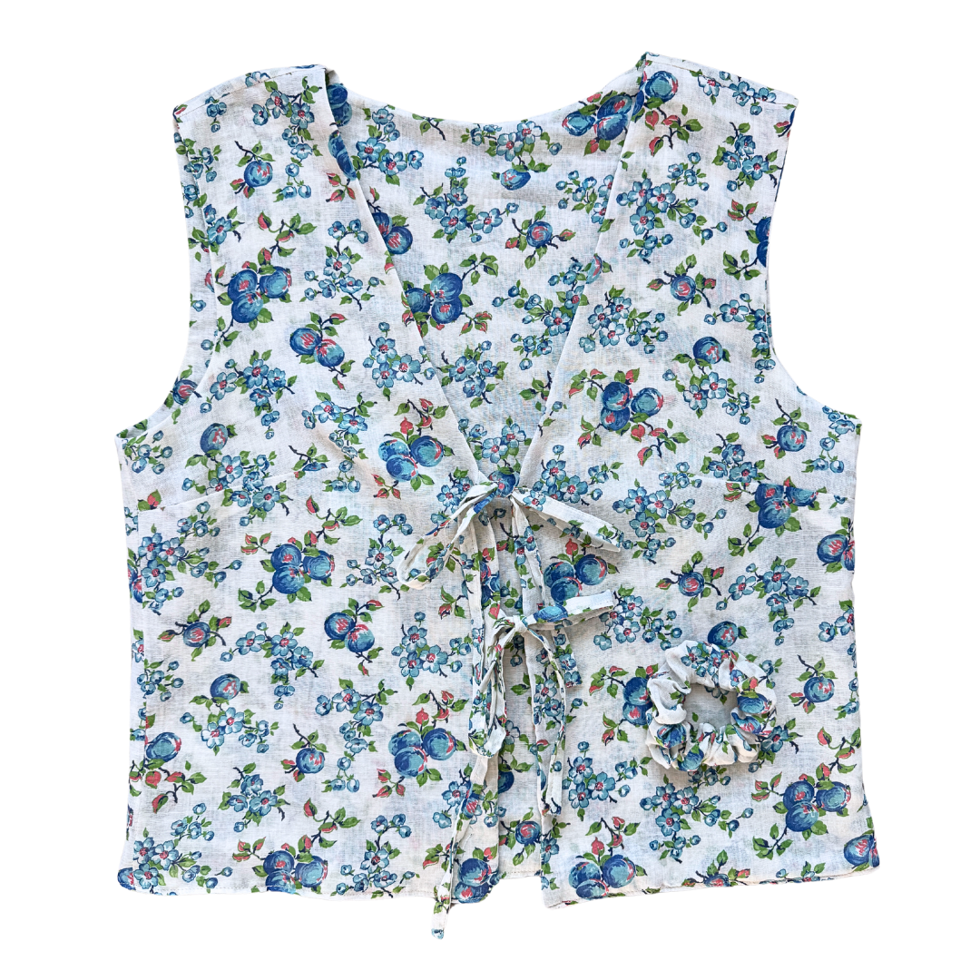 Recycled Berries and Blooms Tie-Front Vest | Medium
