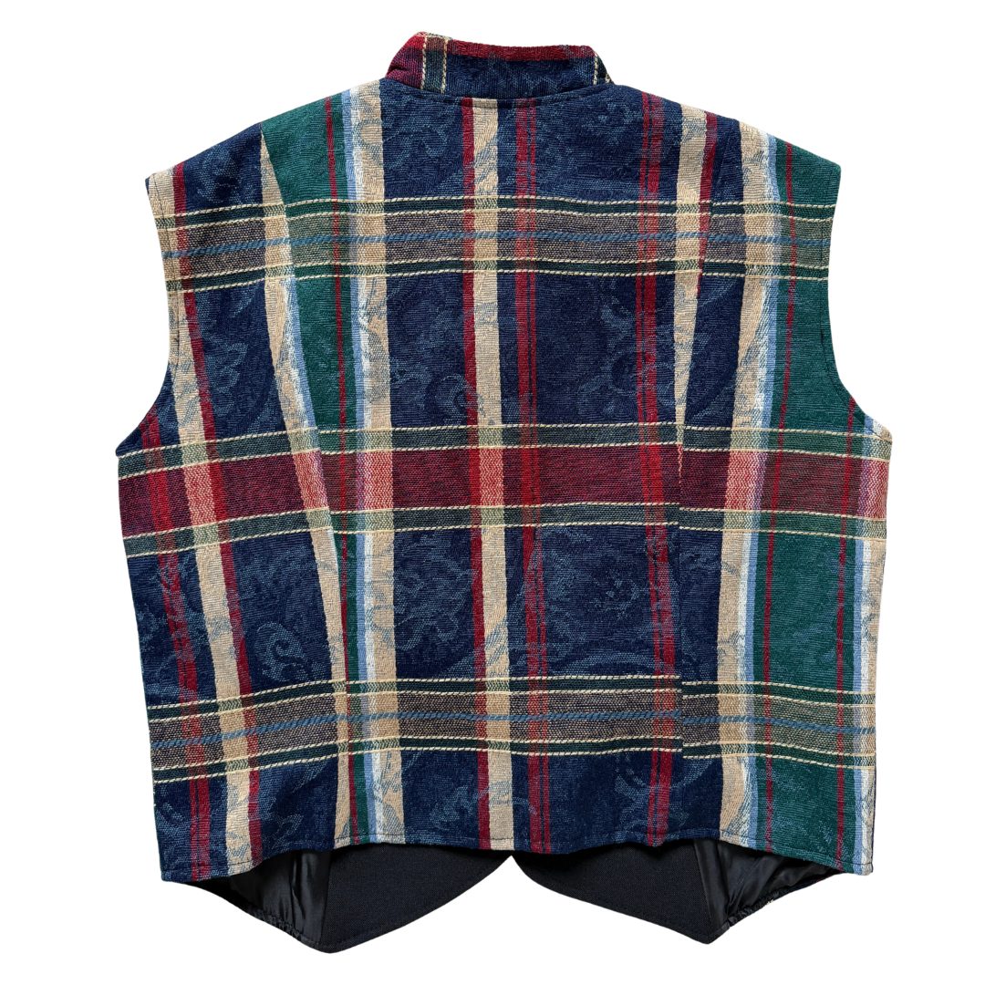 Cowboy Threads Dark Plaid Textile Vest | Medium