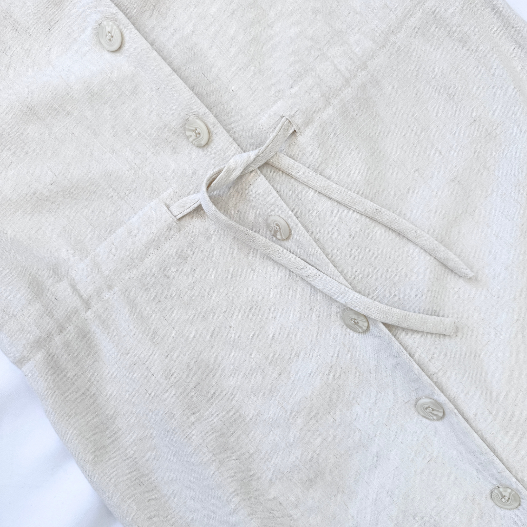 Tall Girl Beige Cotton and Linen Maxi Shirtdress | Medium