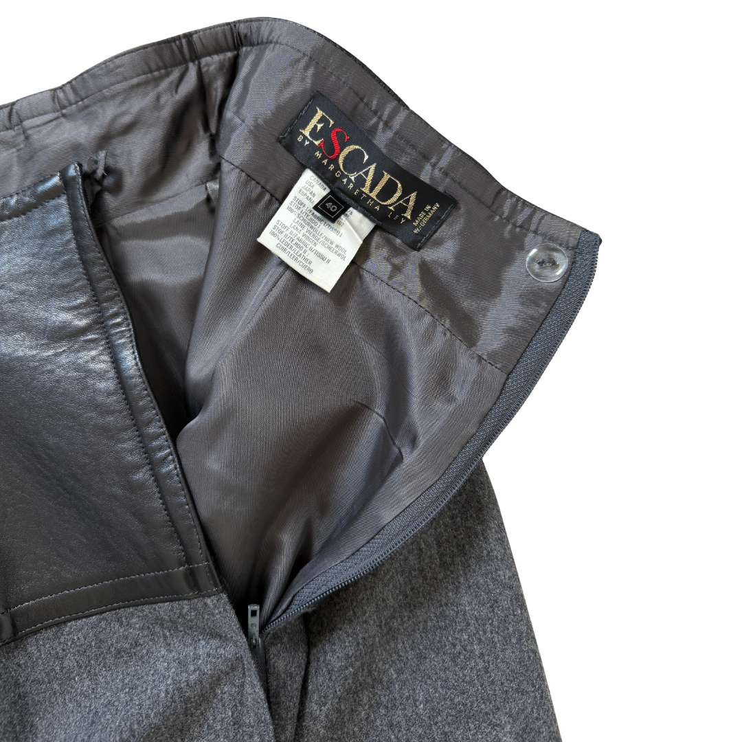 Escada Leather and Wool Straight Pencil Skirt | 40 (Large)
