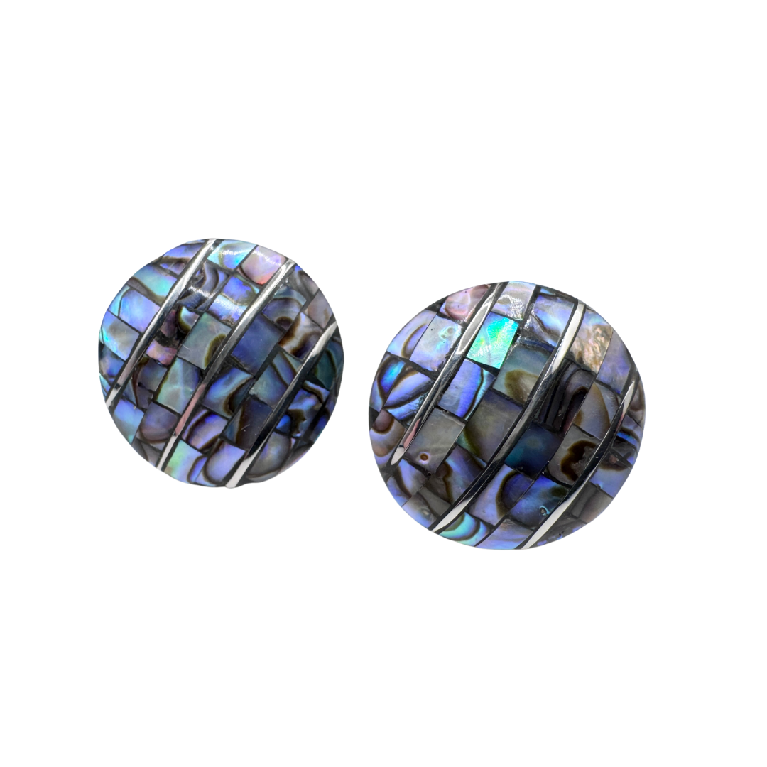 Vintage Patchwork Abalone Stud Earrings