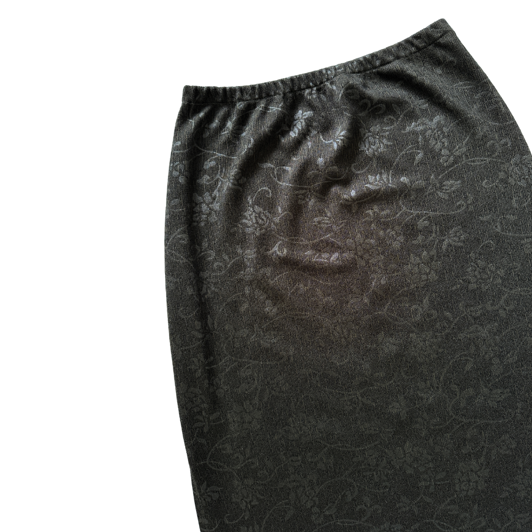 East West Olive Green Floral Maxi Skirt | Large