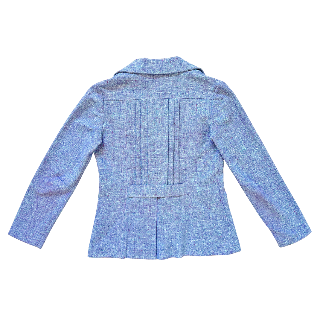 Purple and Blue Marled Raw Silk Blazer | Small