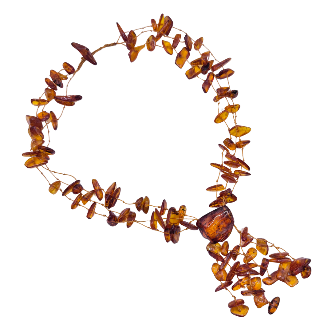 Vintage chunky Amber Beaded Statement Necklace