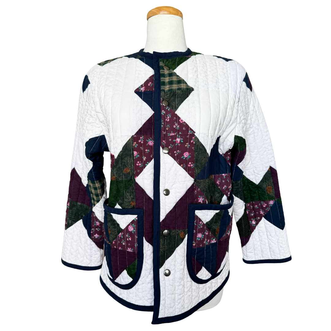 Recycled Geometric Pinecone Quilted Jacket | Small / Medium