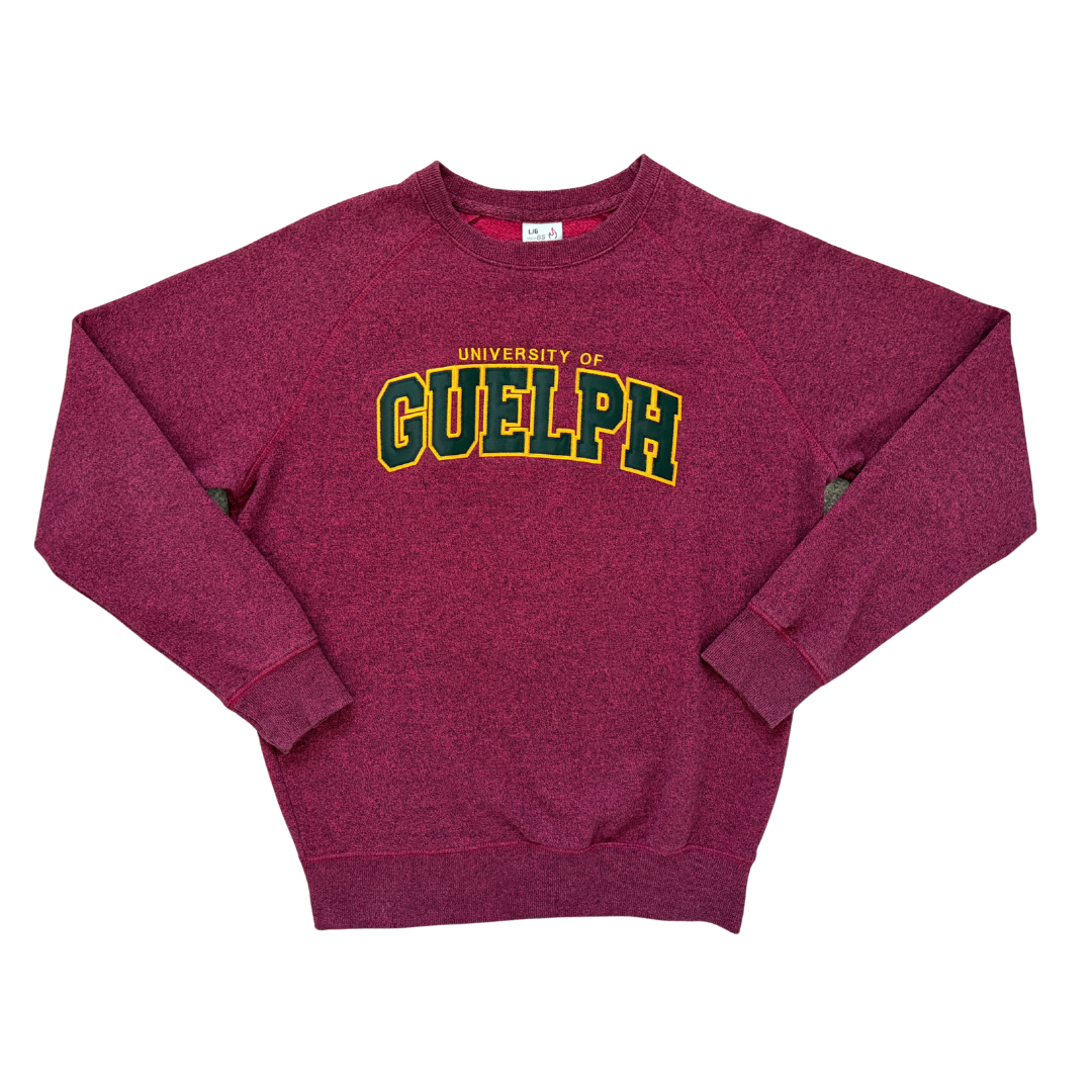 Vintage Y2K Marled Burgundy University of Guelph Sweatshirt | Large