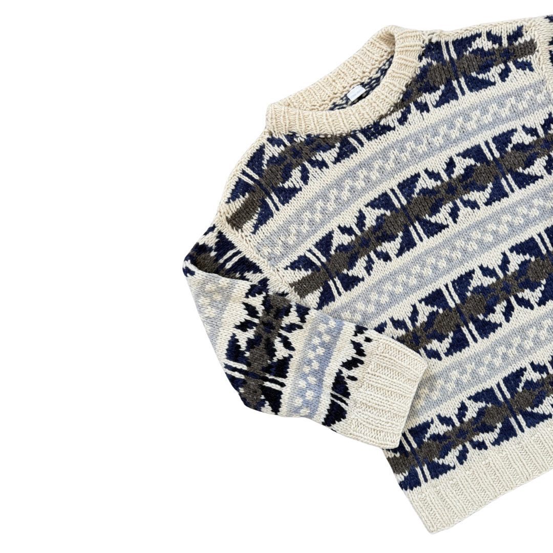 Geometric Knit Wool Sweater | Medium
