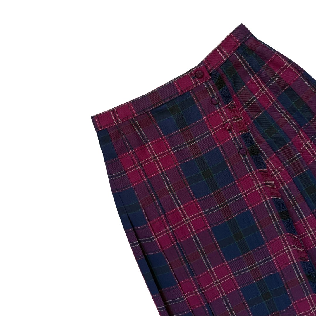 St. Michael Pleated Plaid Midi Skirt | Medium-Large (12)
