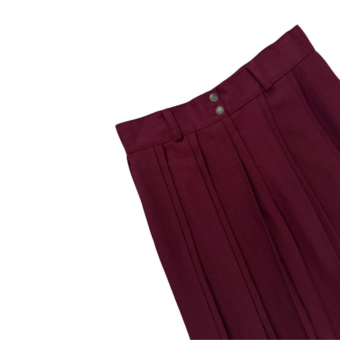 Junior Executive Burgundy Pleated Maxi Skirt | Medium - Large