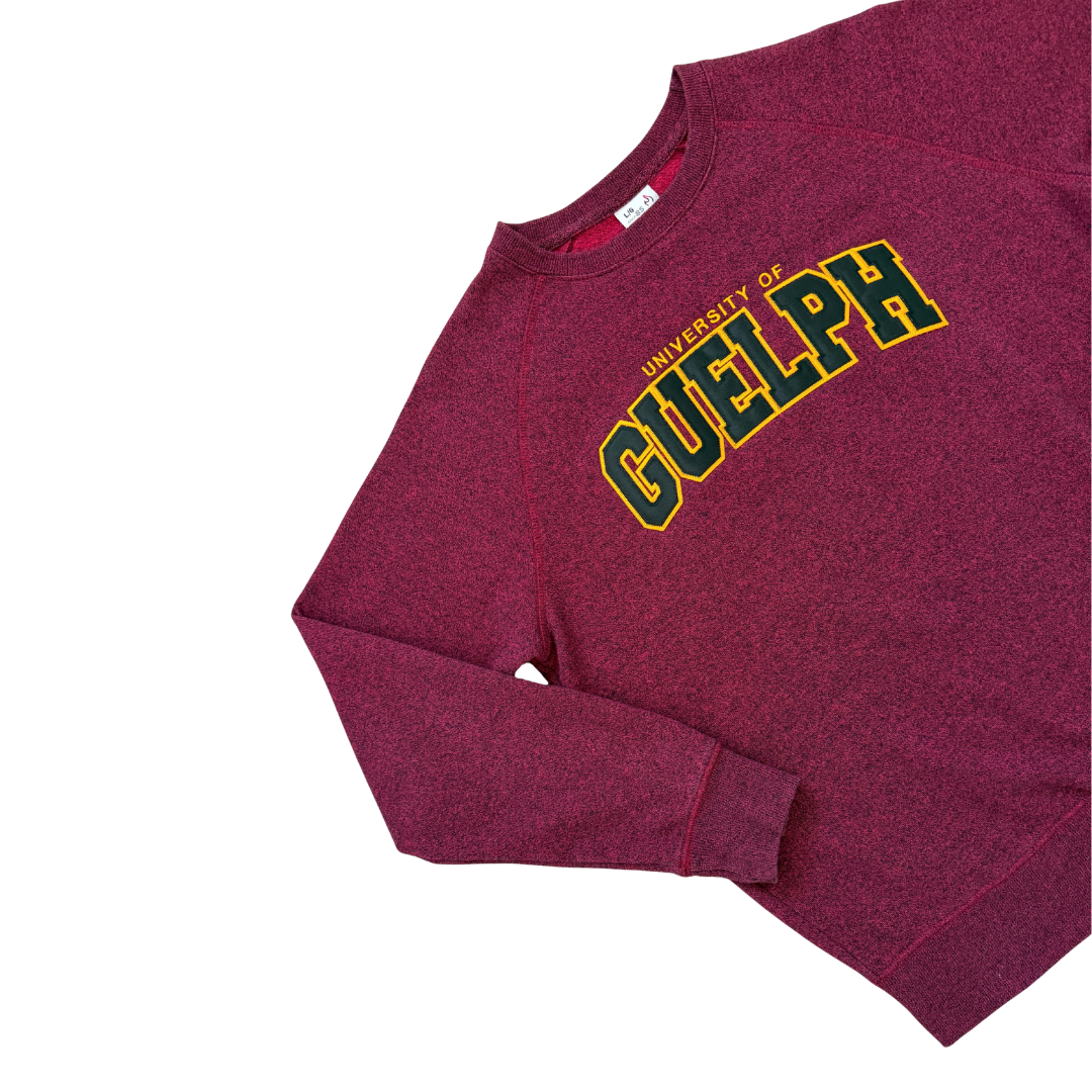 Marled Burgundy University of Guelph Sweatshirt | Large