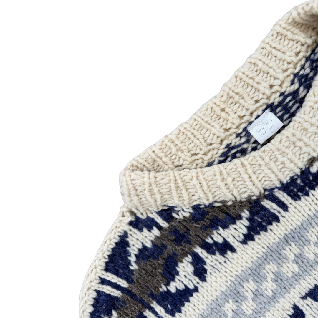 Geometric Knit Wool Sweater | Medium