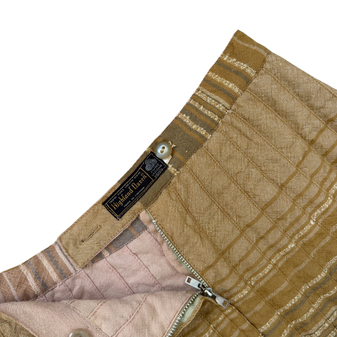 Highland Queen Pleated Plaid Wool Midi Skirt | Medium