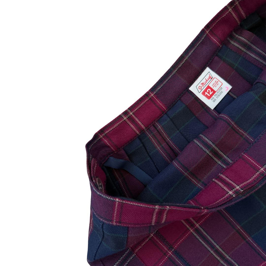 St. Michael Pleated Plaid Midi Skirt | Medium-Large (12)