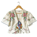 Recycled Multi-Floral Embroidered Peplum Blouse | Small