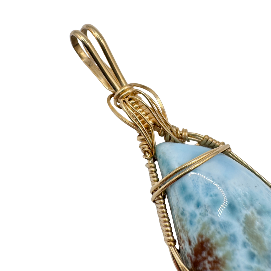 Wire Wrapped Larimar Pendant
