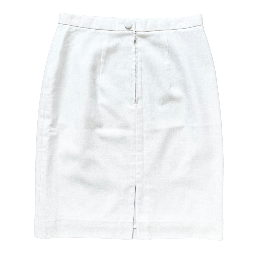 White Linen Pencil Skirt | Medium