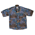 Vintage 80s-90s Men's Fuzi Silks Abstract Print Button Down Shirt | Medium