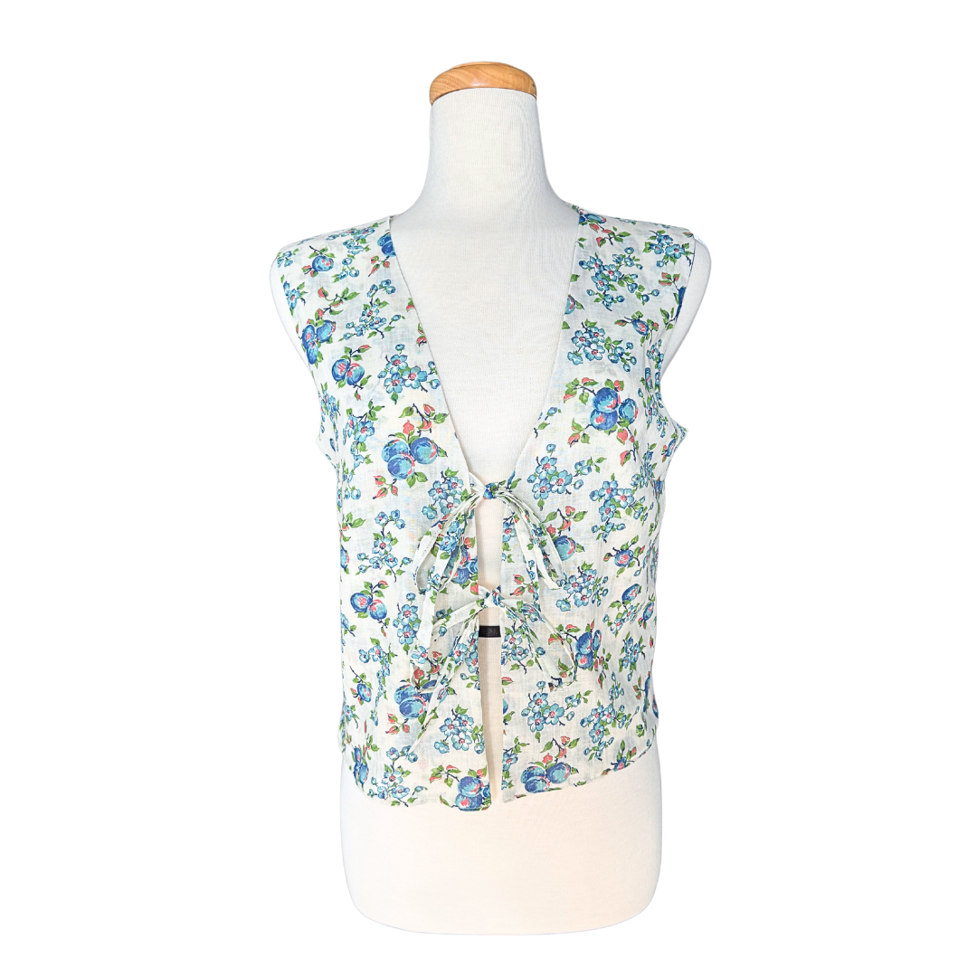 Recycled Berries and Blooms Tie-Front Vest | Medium