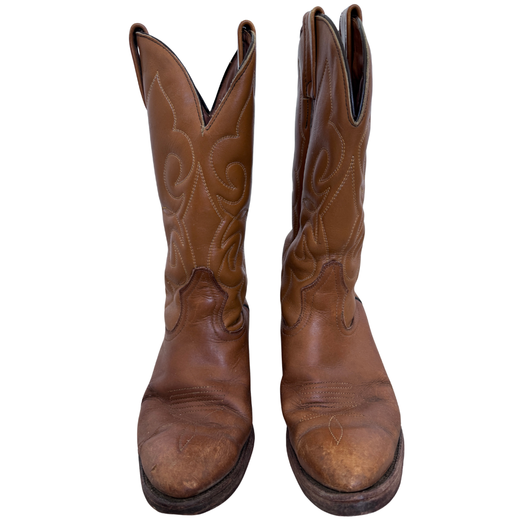 Neolite Tan Embroidered Cowboy Boots | Men's 6/12 - Women's 8