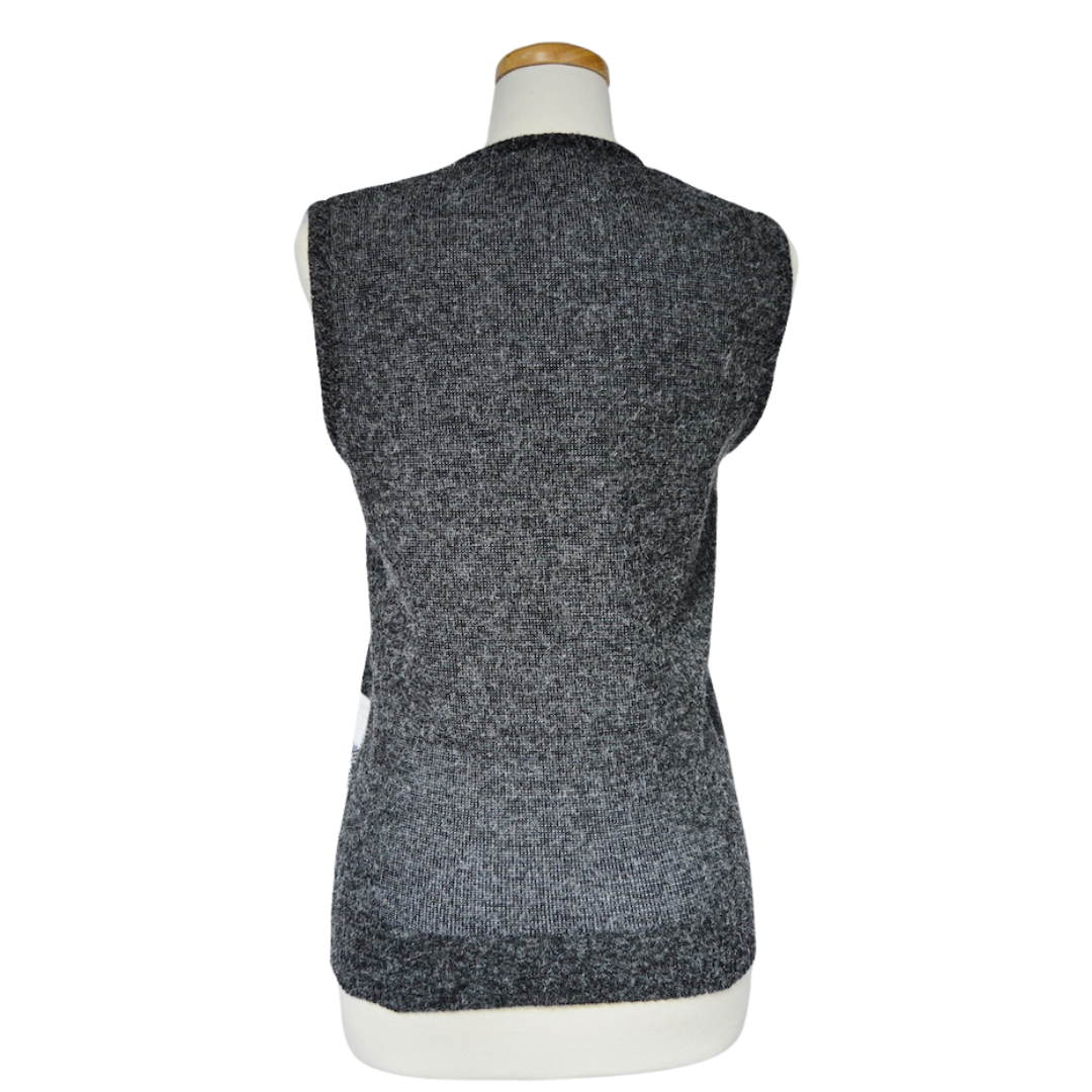 Gray and White Checkered Daisy Vest | Small-Medium
