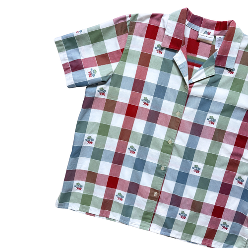 Alfred Dunner Checkered and Floral Blouse | 2x-3x