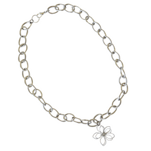 Load image into Gallery viewer, Upcycled Chunky Chain Necklace with Wire Flower Pendant
