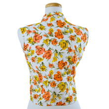 Load image into Gallery viewer, Sleeveless Button Down Blouse with Yellow and Orange Flowers | Extra-Small / Small

