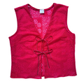 Recycled Red Floral Lace Tie-Front Vest | Large