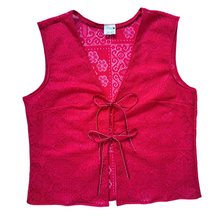 Load image into Gallery viewer, Recycled Red Floral Lace Tie-Front Vest | Large
