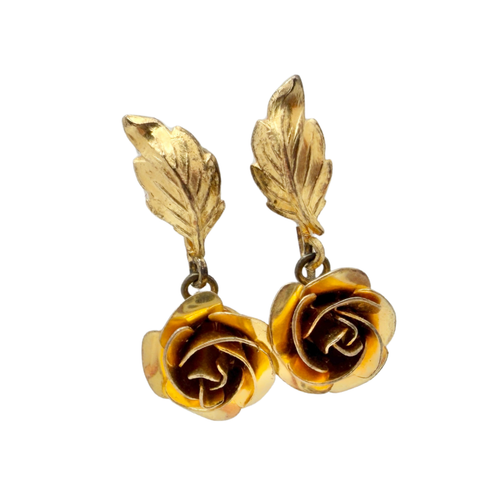 Vintage 1940s Bond Boyd Gold Vermeil Rosette Earrings 