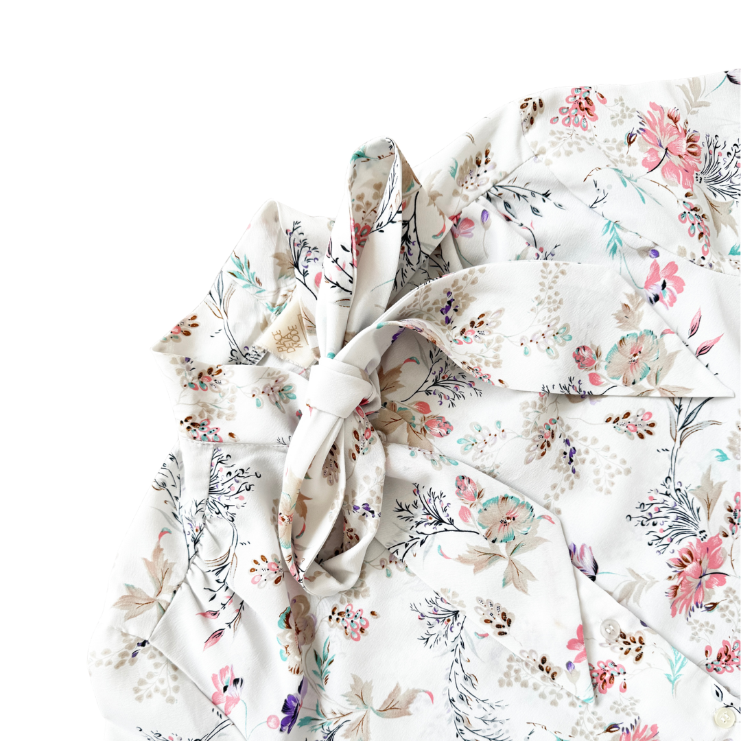 Sears Floral Tie-Neck Blouse | Medium