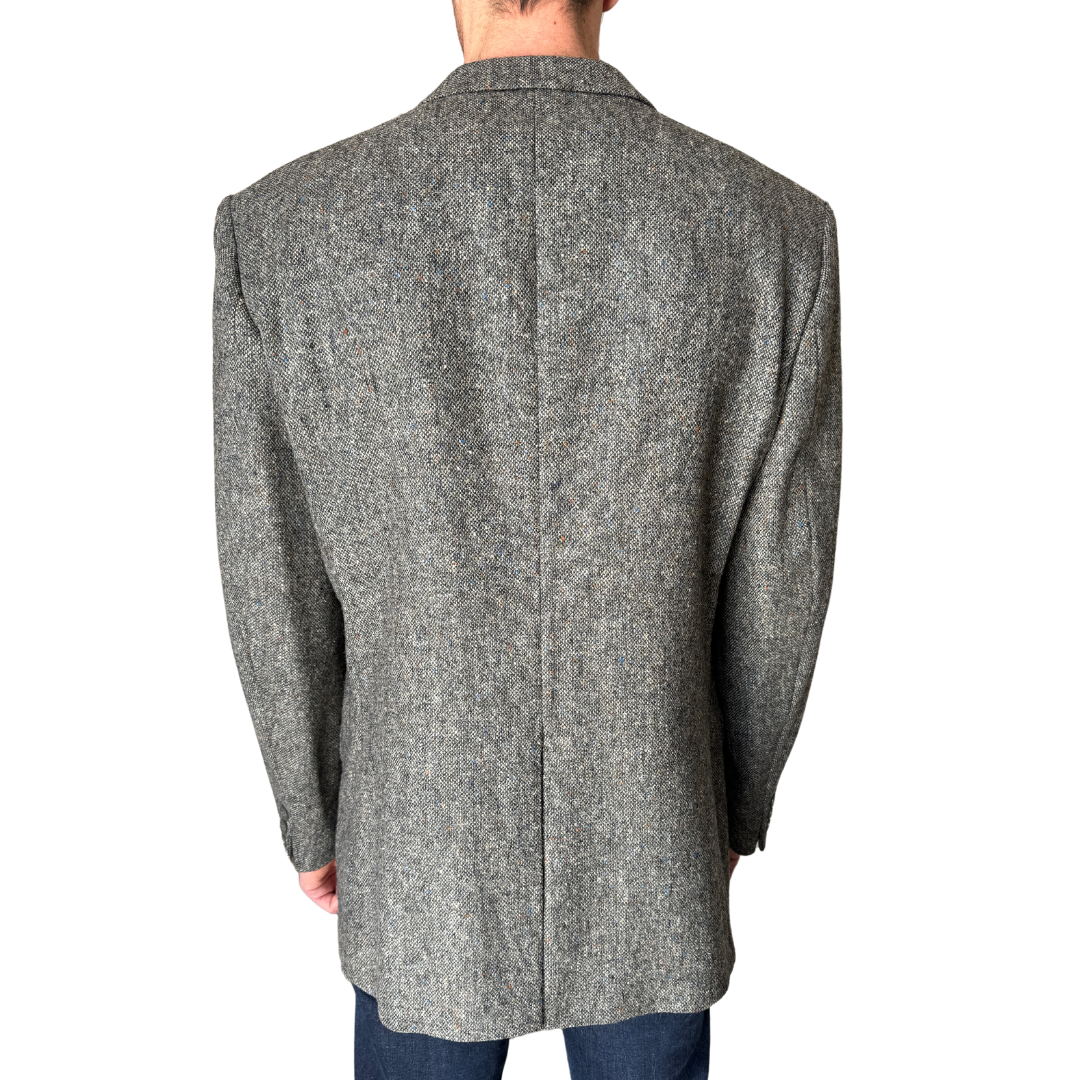 Men's Dark Gray Marled Wool Blazer | Extra-Large