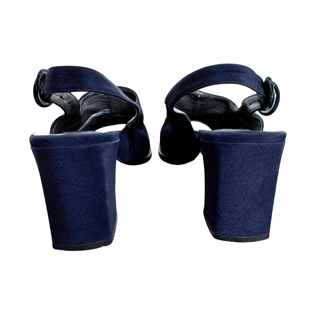 Amalfi Italy Navy Block Heel Mules | 7 1/2