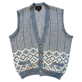 Vintage 1980s Sears - Made in Canada Blue and White Geometric Knit Vest Extra-Large