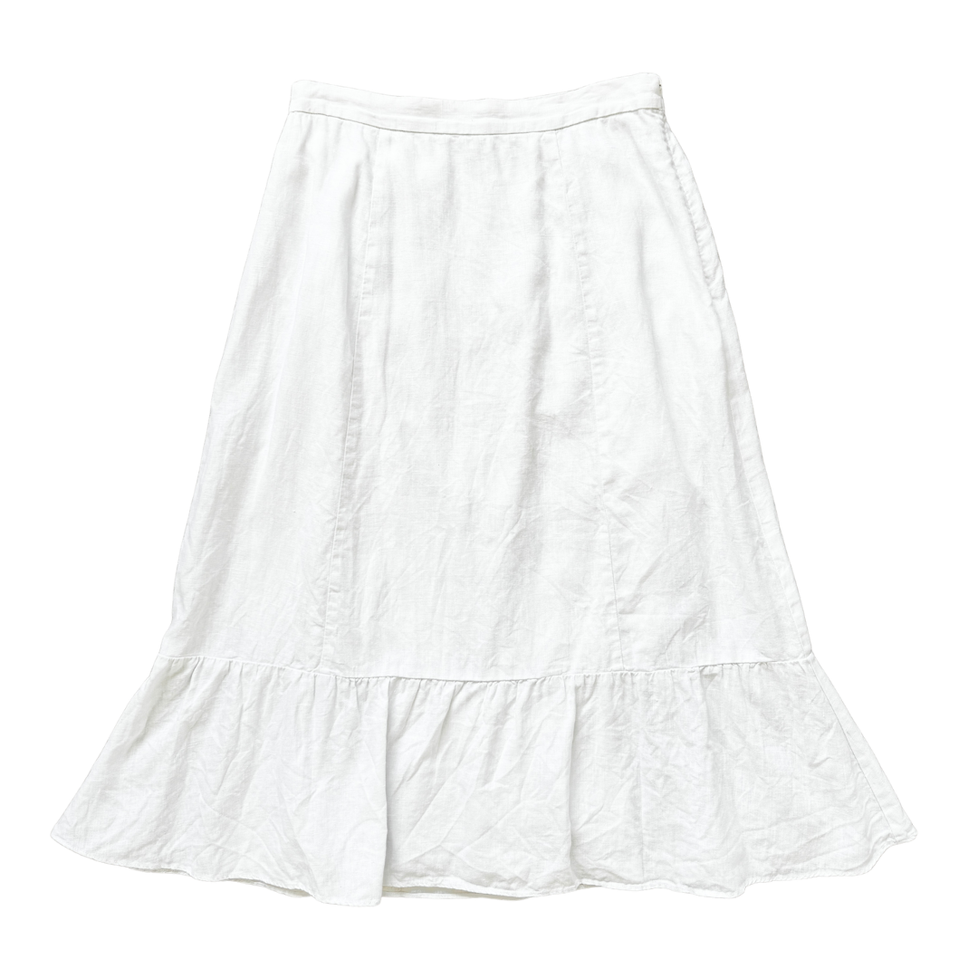 Wilfred White Organic Linen Ruffle Hem Skirt | Small